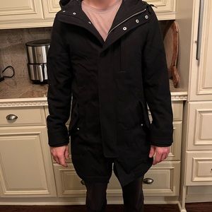 Men’s black bonobos wool hooded over coat